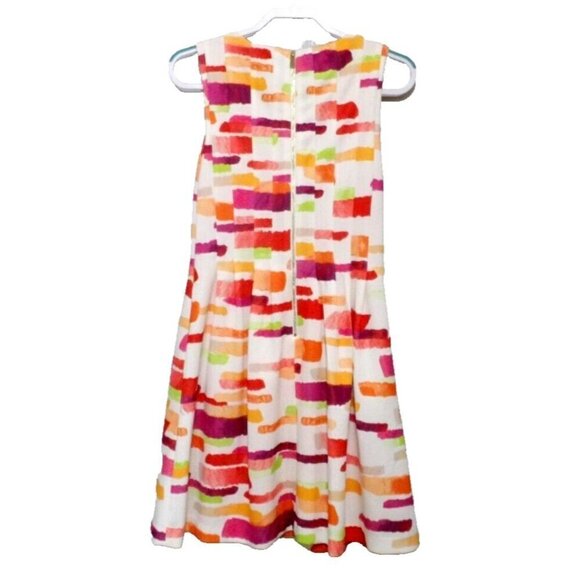 VINCE CAMUTO orange & white sleeveless lined polyester women's dress size 10 - Picture 3 of 3